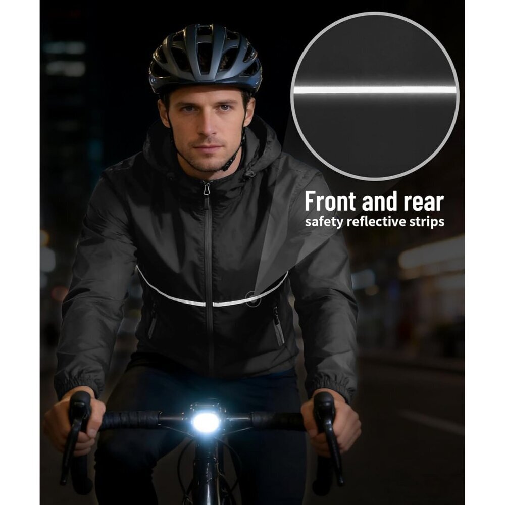 Men's Rain Jacket Waterproof with Hood Lightweight Windproof Raincoat for Golf H - Picture 6 of 7
